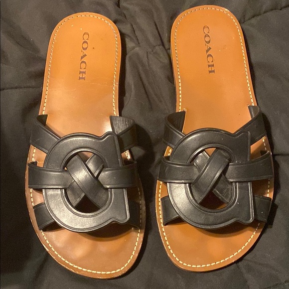 Coach Women's Black Slide Sandals - Picture 1 of 5
